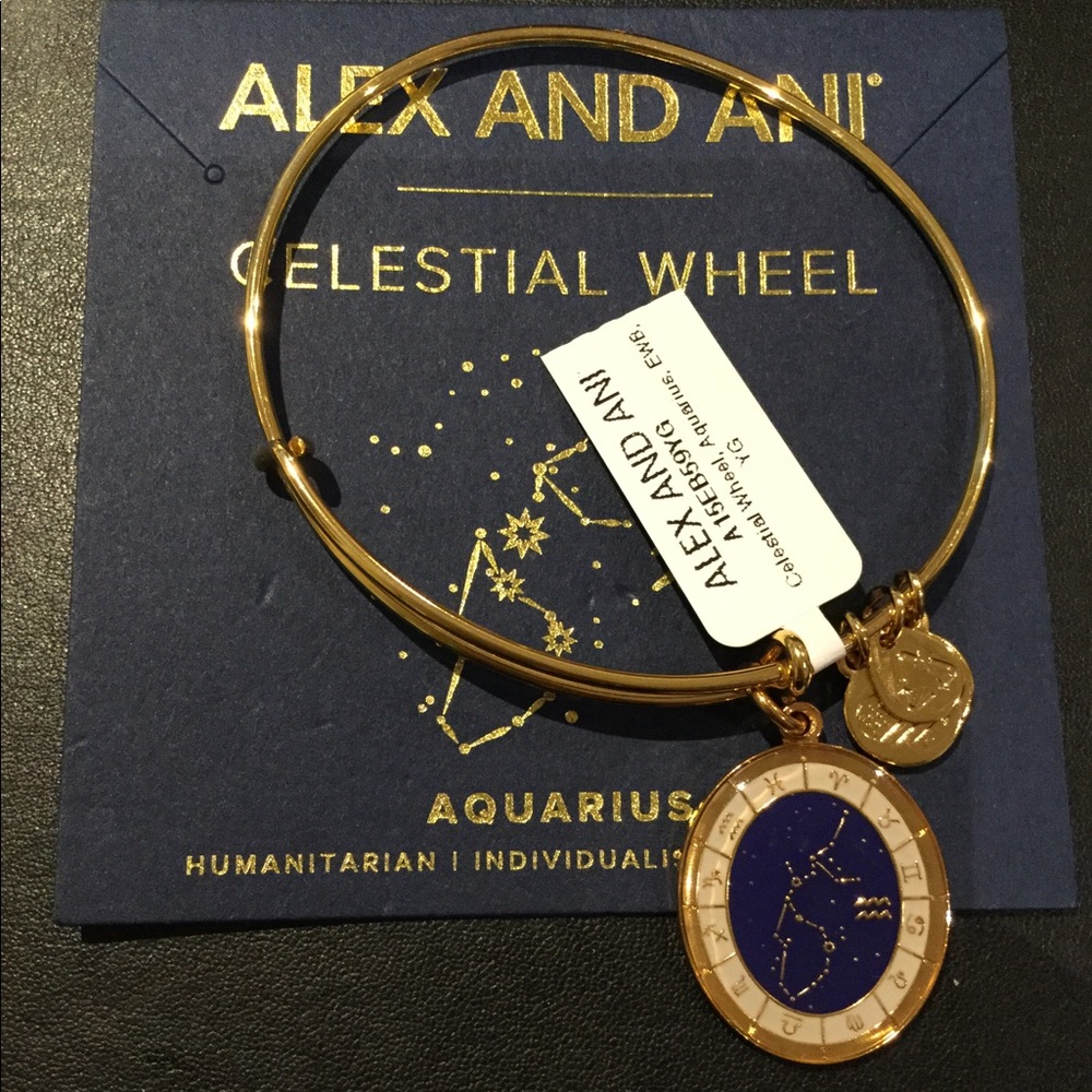 Alex and Ani Aquarius Celestial Wheel Gold Bangle
